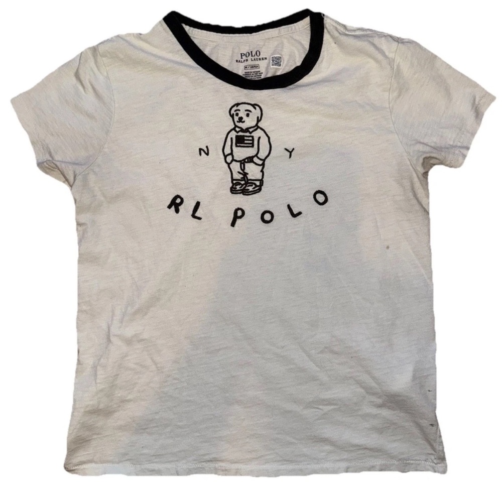 NY RL Polo and The Polo Bear Printed At The Front. Crewneck Short Sleeve Size M